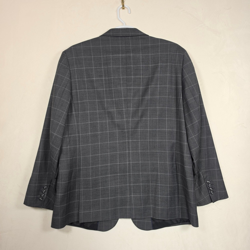 Stafford Suit Mens 50R‎ Gray Windowpane Two Piece Preppy Business Formal Classic - Picture 13 of 16